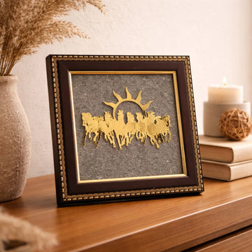7 Horses on Raw Pyrite Frame