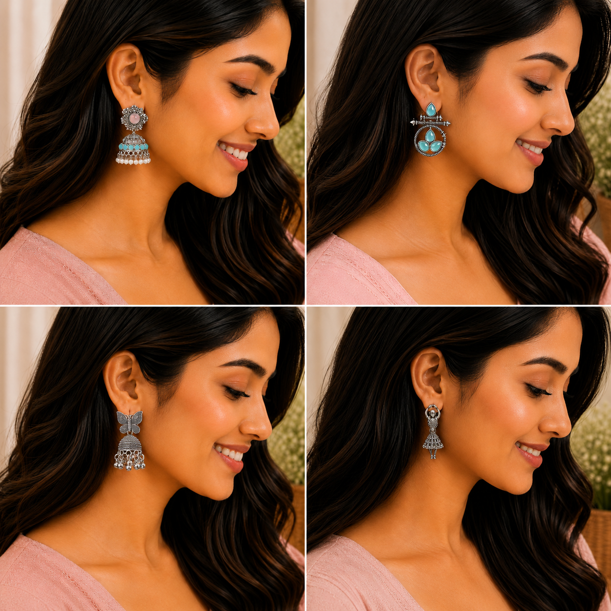 Blushing Mirror Box – 12 Pair Premium Oxidised Earrings Collection